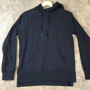 Athletic Works Hoodie S 4 6 Womens Solid Navy Blue Kangaroo Pocket Sweatshirt